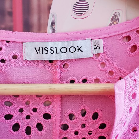 Misslook Pink Eyelet Midi Lace Dress (Cover-up) - Picture 5 of 8